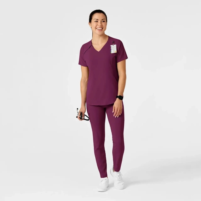 Bluză medicală damă cu fermoar umăr, 4 buzunare, croi modern