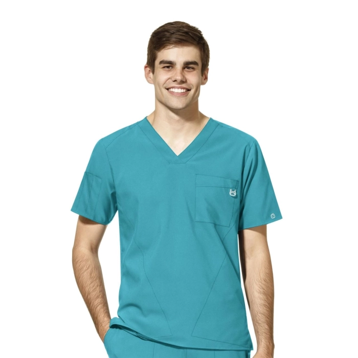 Bluză medicală bărbați, 4 buzunare, microfibră, croi modern