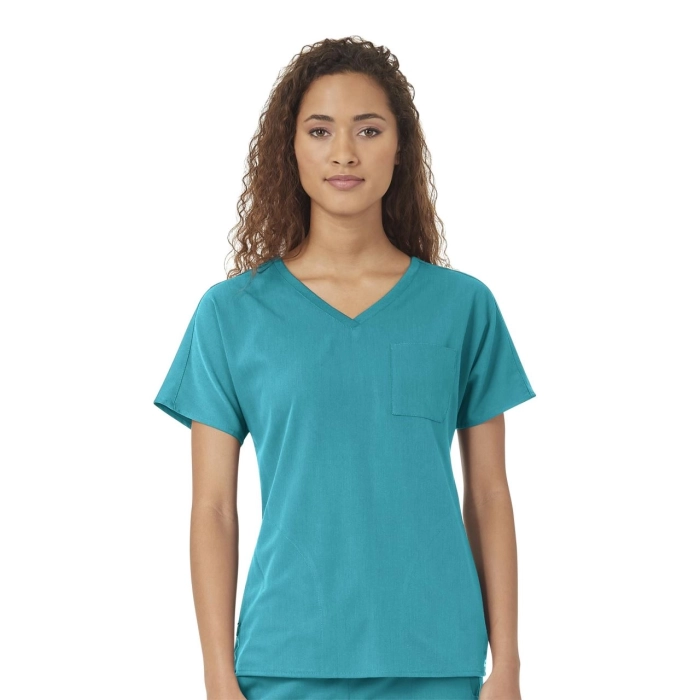 Bluză medicală WonderWink Aero 6329A TEAL, 2 buzunare, anchior