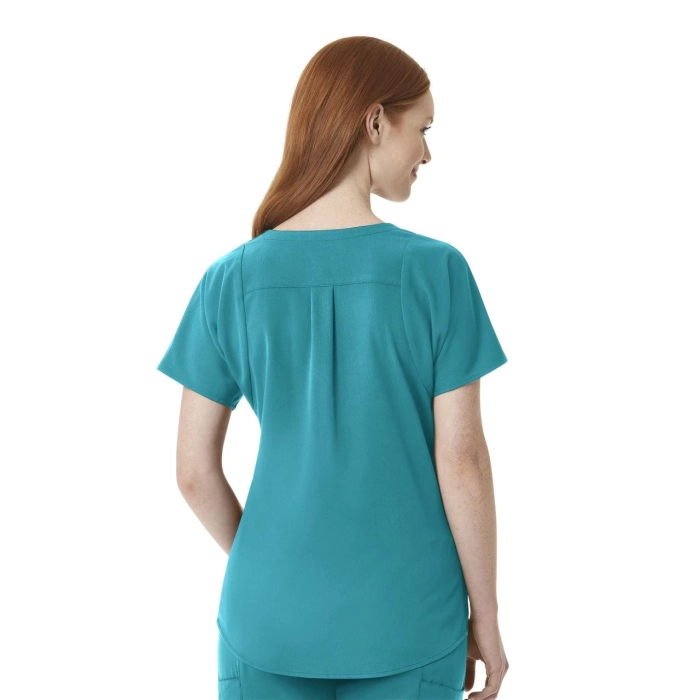 Bluză medicală WonderWink Aero 6329A TEAL, 2 buzunare, anchior