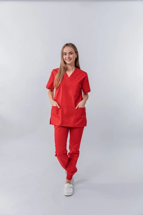 Costum medical Clio unisex – bluză in V și pantaloni comozi