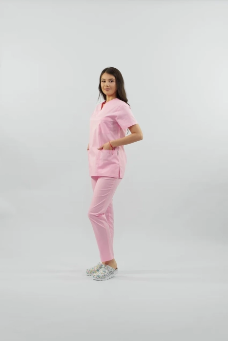 Costum medical Clio unisex – bluză in V și pantaloni comozi 2