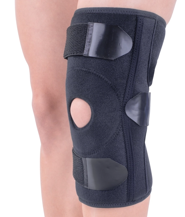 Orteză genunchi articulată cu atele metalice laterale, suport patelar, reglabilă — GENU MOBIL, mărime universală