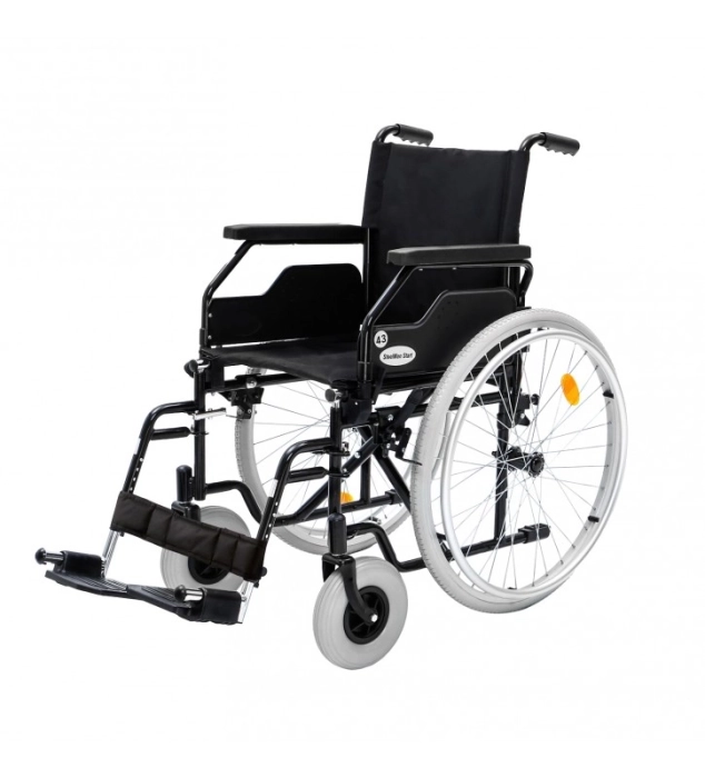 Fotoliu rulant Steelman Start – cadru metalic, șezut căptușit, reglabil, 120 kg